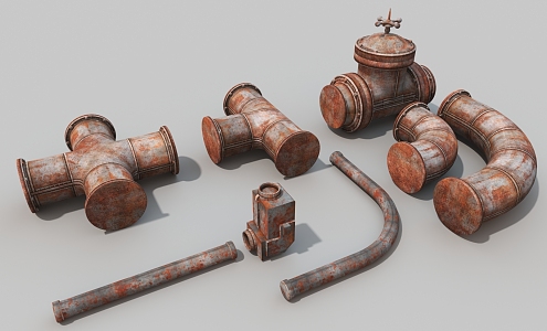 Industrial Equipment Iron Pipeline Old Pipeline Valve 3d model