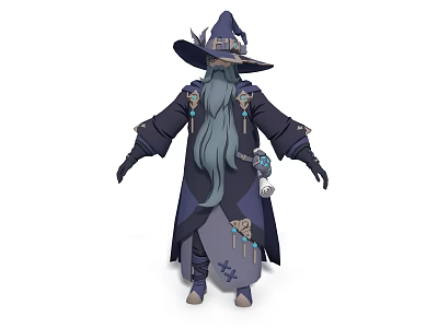 Modern Old Man Old Man Mage Game Character Anime Character 3d model