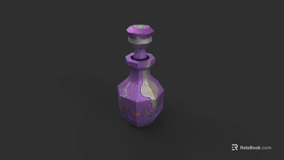 Purple Perfume Bottle With Elegant Floral Patterns And Unique Design For Cosmetics 3d model 