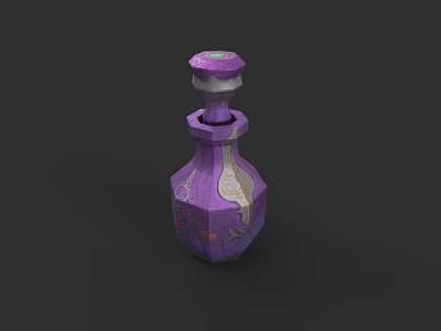 Purple Perfume Bottle With Elegant Floral Patterns And Unique Design For Cosmetics 3d model