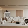 Modern Living Room Interior With White Sofa Wooden Floor Floor Lamp Artwork And Coffee Table