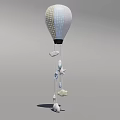 Hot Air Balloon Shaped Doll with White Beige Pattern and Hanging Small Toys