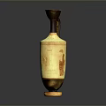 Carved Ceramic Vase Sculpture With Cream Brown Color Handle And Intricate Patterns