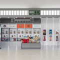 Bright Retail Convenience Store Interior With Shelves Vending Machines And Products