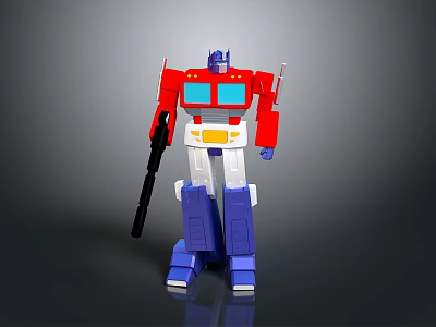 Transformers Action Figure Red Blue White Classic Design Standing With Weapon 3d model