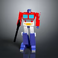 Transformers Action Figure Red Blue White Classic Design Standing With Weapon