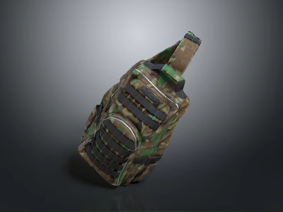 Camouflage Utility Backpack For Outdoor Use With Multiple Straps And Pockets 3d model