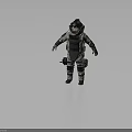Sci Fi Tactical Character Wearing Camouflage Protective Suit With Helmet And Armor Gear