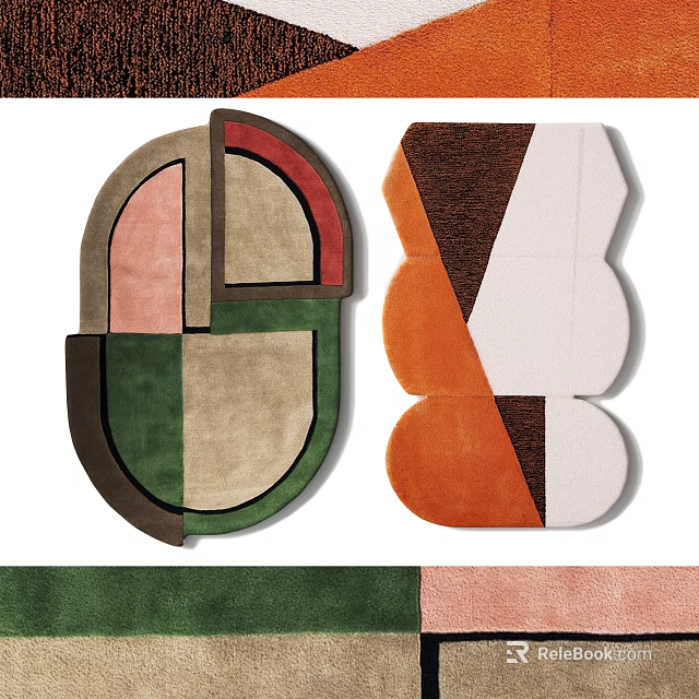 Shaped Rugs With Geometric Patterns And Vibrant Color Tones For Contemporary Spaces 3d model 