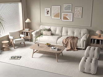 Nordic Sofa Coffee Table Combination 3d model