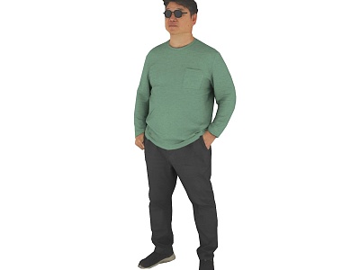 Standing man in spring and summer costume with sunglasses 3d model