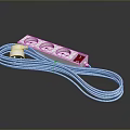 White Power Strip With Multiple Outlets Red Switch And Long Cable For Computer Use