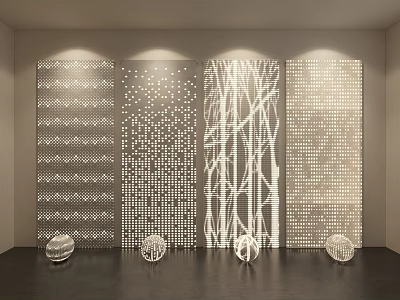 Modern Decorative Wall Panels With Various Patterns And Sphere Decorations 3d model