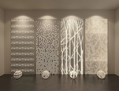 Modern Decorative Wall Panels With Various Patterns And Sphere Decorations 3d model