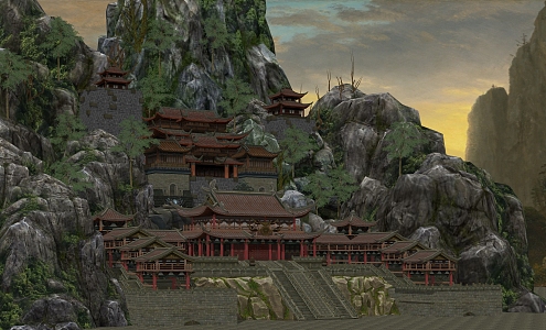 Palace Temple Scene 3d model