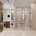 Elegant Modern Bathroom Interior With Glass Shower Double Vanity Marble Countertop And Large Mirror