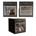Three Modern Black Kitchen Ovens As Stylish Standing Kitchen Appliances 3d model