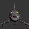 Vintage Mechanical Shark Shaped Metal Model With Propeller And Glowing Eyes