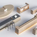 Modern reception desk, front desk, bar counter, cashier counter 3d model