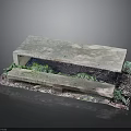 Outdoor Stone Bench And Seat Design With Moss Covered Surface And Concrete Base