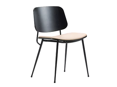 Modern Minimalist Dining Chair With Black Backrest Light Colored Seat And Metal Legs 3d model