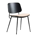 Modern Minimalist Dining Chair With Black Backrest Light Colored Seat And Metal Legs