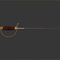 Traditional Decorative Sword With Wooden Handle Golden Hilt And Silver Blade
