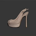 Stylish Women's Pink Glitter Open Toe Platform High Heel Ankle Strap Shoes