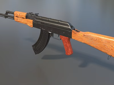 Classic Assault Rifle with Wooden Stock Black Metal Barrel and Magazine 3d model Classic Assault Rifle with Wooden Stock Black Metal Barrel and Magazine 3d model