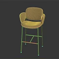 Light Brown Modern Bar Stool with Armrests Upholstered Seat and Metal Legs