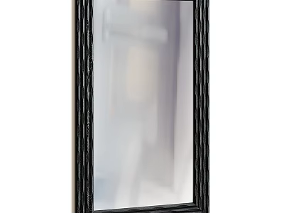 Black Framed Rectangular Mirror With Textured Frame Wall Mounted Design 3d model