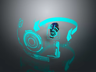 Futuristic Computer Design With Blue Glowing Circular Structure And Tech Inspired Components 3d model