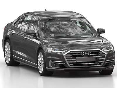 Black Audi Luxury Sedan With Sleek Front Design Chrome Grille And Alloy Wheels 3d model