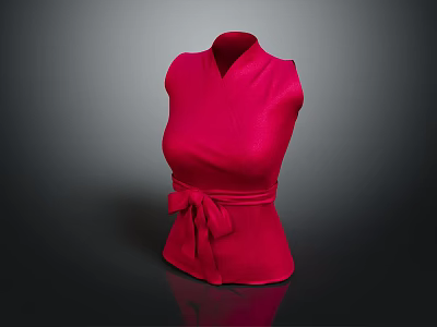 Red Sleeveless Top With Bow Tie Waist On Mannequin 3d model