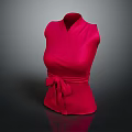 Red Sleeveless Top With Bow Tie Waist On Mannequin