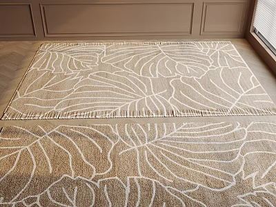 Neutral Colored Square Rug With Leaf Pattern In Living Room 3d model Neutral Colored Square Rug With Leaf Pattern In Living Room 3d model
