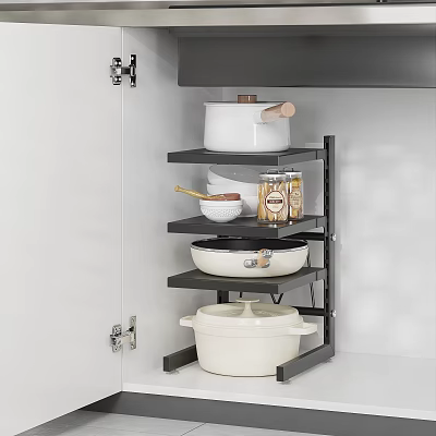 Kitchen Cabinet Door Organizer Rack Storing Pots Bowls Jars Cooking Utensils Space Saving Kitchen Storage 3d model