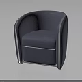 Sleek Blue Fabric Armchair With Metallic Trim And Modern Design