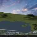 Birds Eye View Urban Planning With City Layout Buildings Road Network And Waterfront