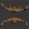 Wooden Robot Character With Mechanical Arms And Vintage Torso Design