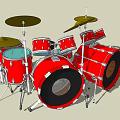 Vibrant Red Musical Instrument Drum Set With Multiple Drums And Cymbals