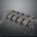White Industrial Storage Tanks With Red Logos Metal Stairs And Platform Structures