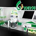 TAYA Exhibition Booth With Green And White Modern Design Large Screen And Lime Printing Equipment
