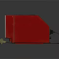 Vintage Red Electronic Television Appliance With Classic Design And Power Cord