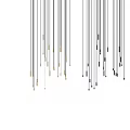 Sleek Modern Hanging Pendant Lights With Slender Strings Metallic Accents And Illuminated Bulbs