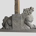 Traditional Stone Sculpture With Carved Beast Head Base And Decorative Top