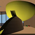 Colorful Children's Indoor Play Area Featuring Orange Sphere Yellow Slide Wooden Floor And Large Windows