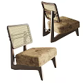 Modern Leisure Chair With Woven Back Upholstered Seat And Wooden Frame Design