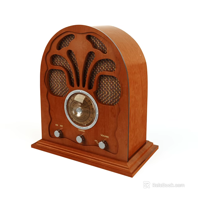 Vintage Wooden Radio With Wooden Case Mesh Speaker Grille Dial Display And Control Knobs 3d model 