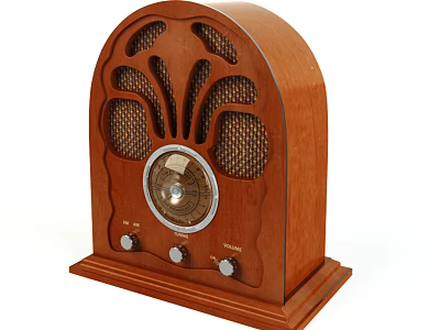 Vintage Wooden Radio With Wooden Case Mesh Speaker Grille Dial Display And Control Knobs 3d model